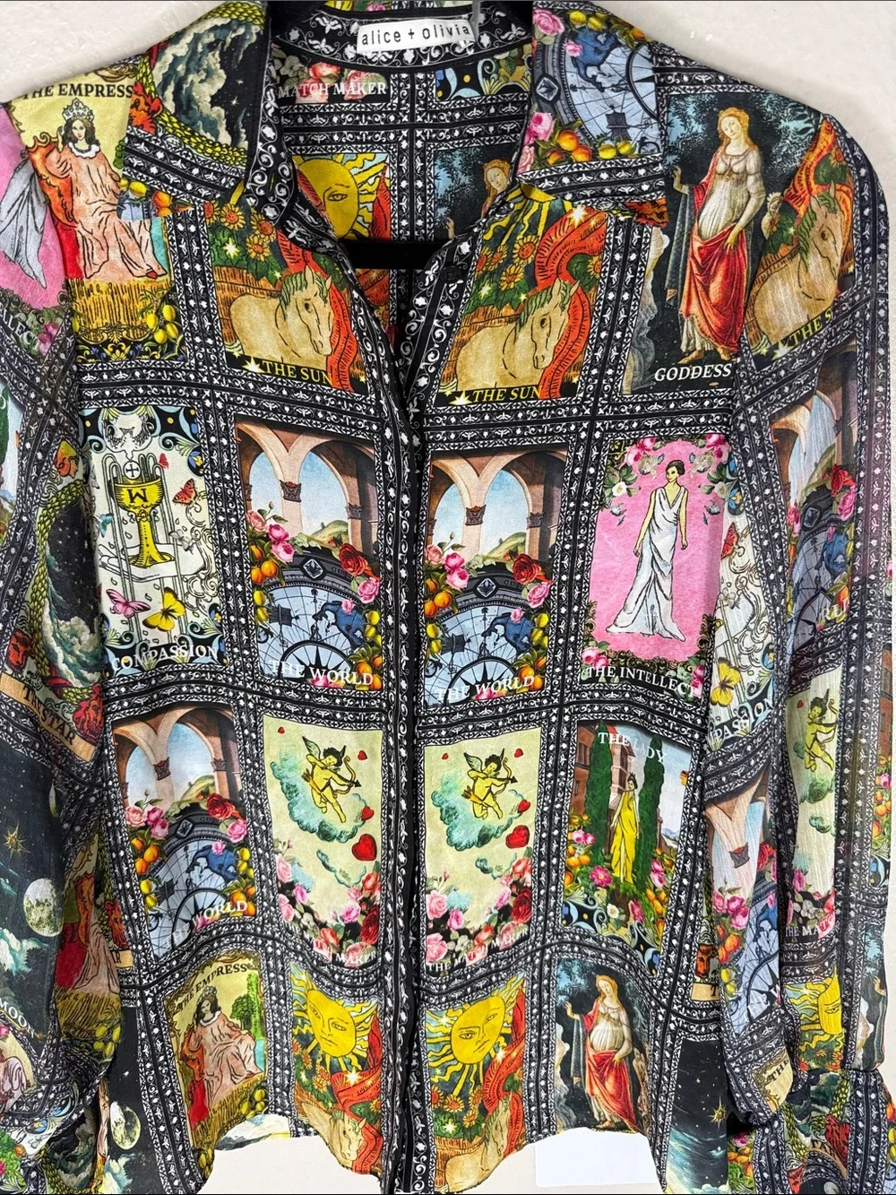 Alice + Olivia Wan Silk Blouse in Enchanted Tarot - Picture 6 of 14
